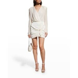 Ramy Brook Allona Dress Size 2 NWT Ivory Textured Long Sleeve Mini Bridal Dress